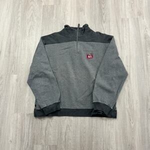 Vintage Tommy Hilfiger Sweatshirt Men's Large Gray 90s 1/4 Zip Logo Embroidered